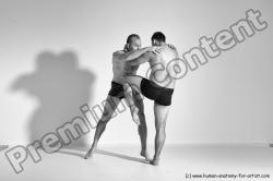 Underwear Martial art Man - Man White Moving poses Athletic Short Brown Dynamic poses Academic